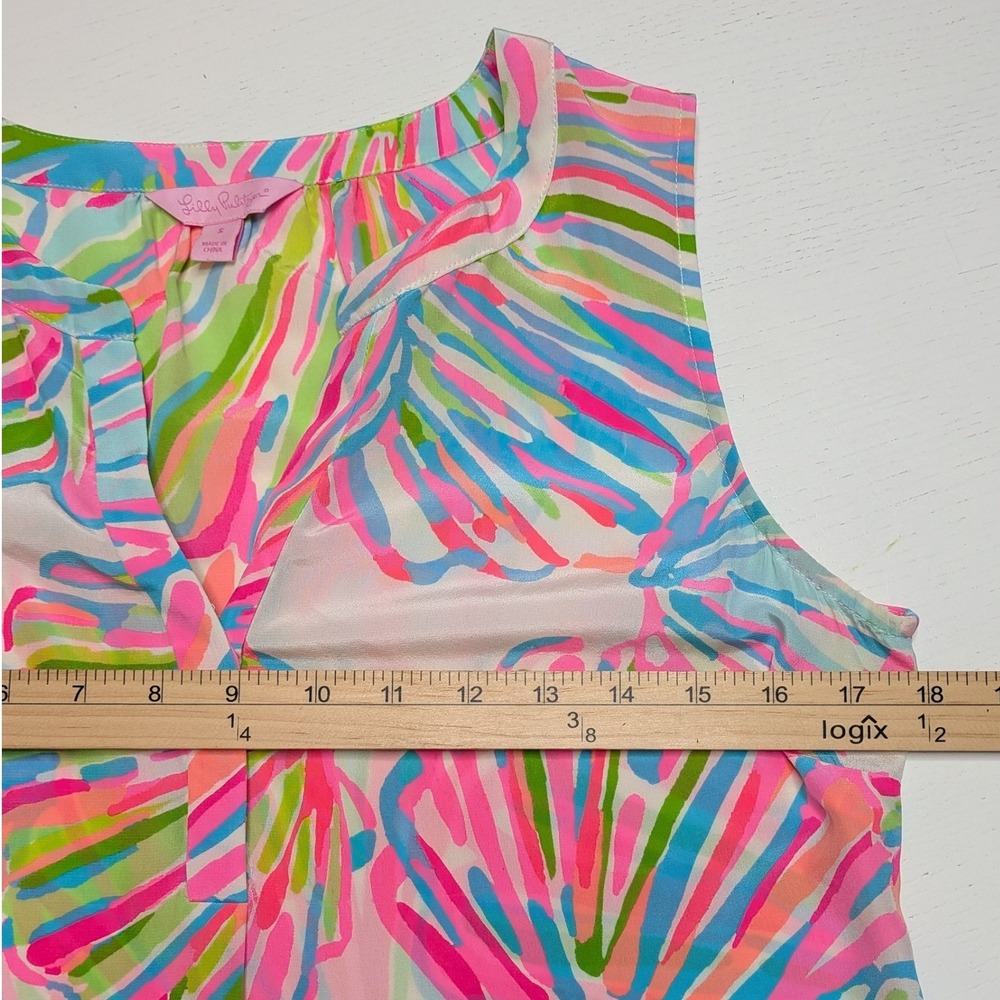 Lilly Pulitzer Elsa Silk Top Womens S Pink Blue Seashell Print Sleeveless - Picture 4 of 8